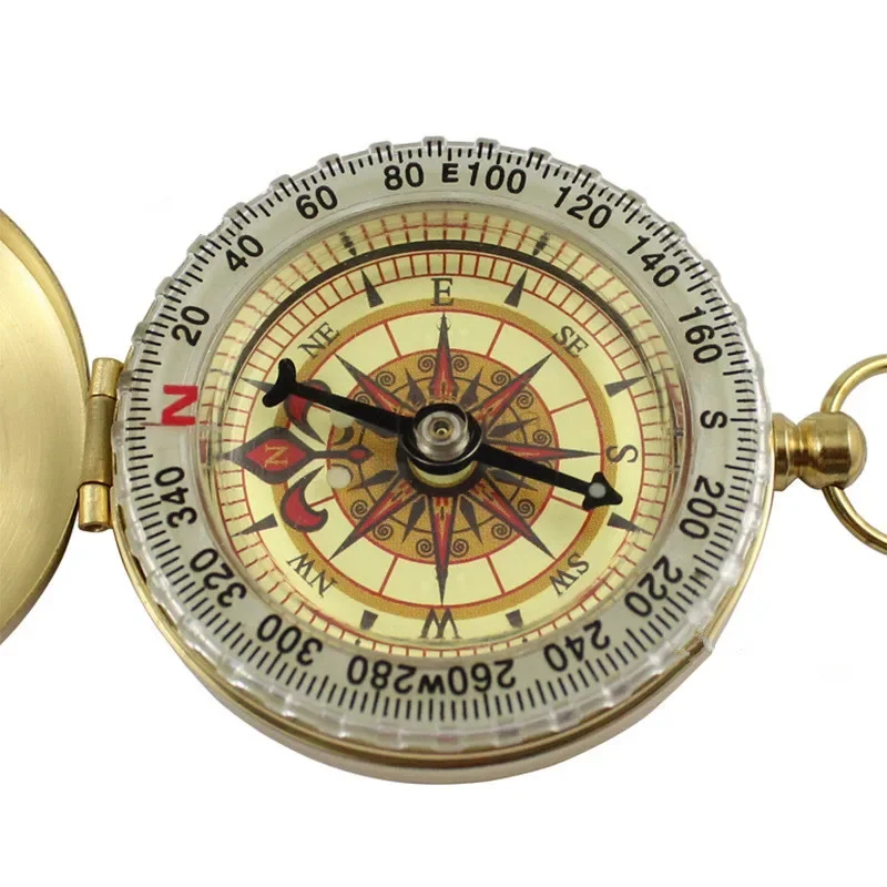 High Quality Camping Hiking Pocket Brass Golden Compass Portable Brujula Emergency Compass Navigation for Outdoor Activities