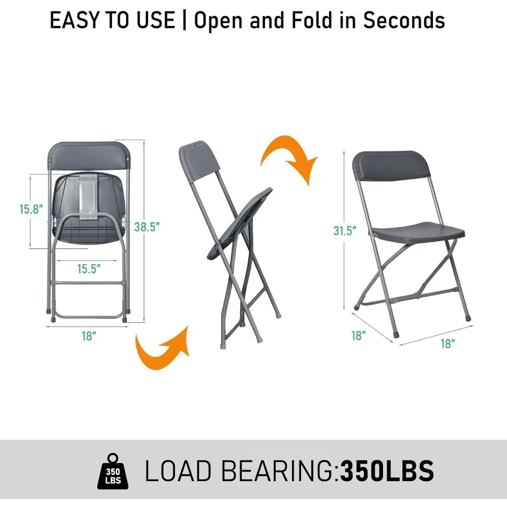 Portable Stackable Folding Chairs for Indoor Outdoor Use, Commercial Grade Steel Frame, 350lb Capacity, Ideal for Events