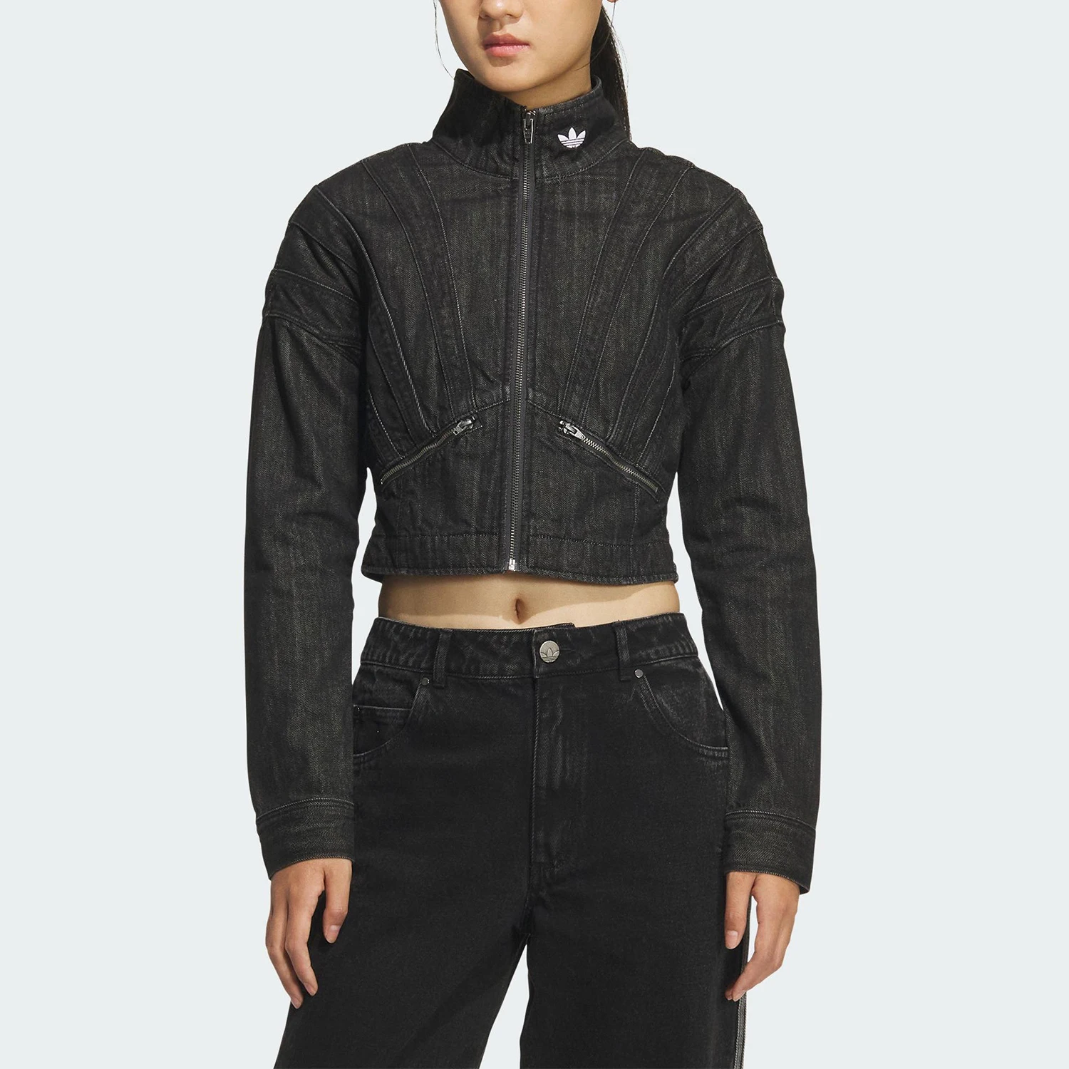 

Оригинальная женская модная короткая джинсовая повседневная куртка Adidas Trefoil KH1185