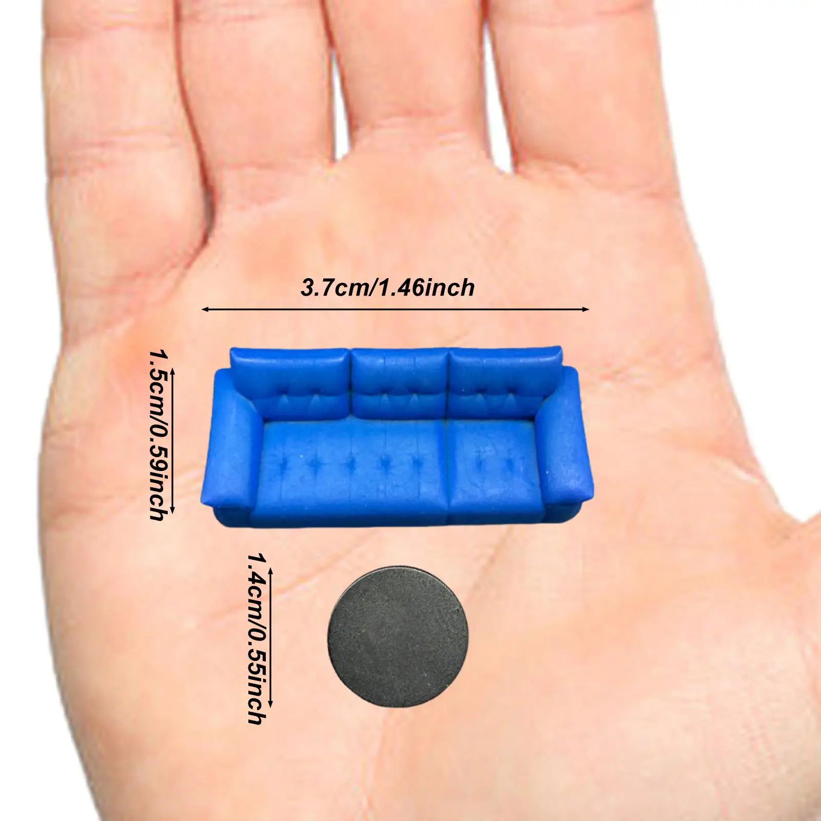 

Miniature Sofa and Table Set Resin 1/64 Scale Furniture Accessory for Vehicle Garage Display and Photography