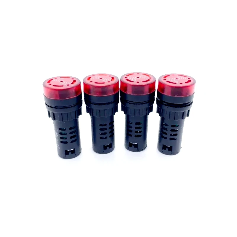 1/5/10 Pcs 22mm AD16-22SM 12V 24V 110V 220V 380V Flash Signal Light Red LED Active Buzzer Beep Alarm Indicator Lamp