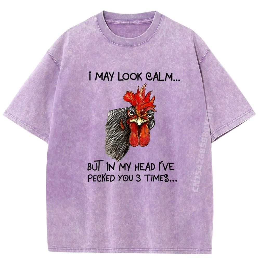 

Футболка I May Look Calm Chicken Funny Rooster Street Wear, мужская футболка высокого качества, потертая одежда большого размера