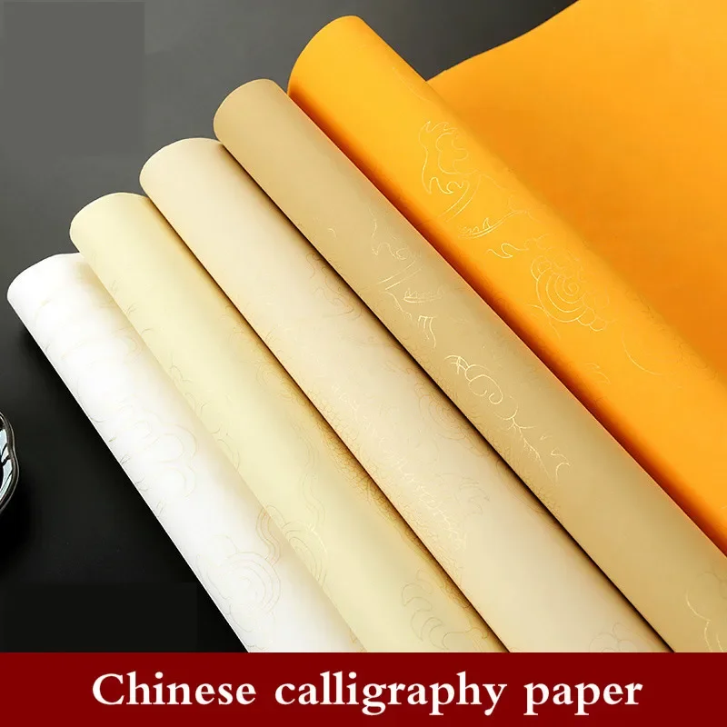 Pastel Xuan Paper Decoupage Flower Dragon Patten Art Xuan Paper Half-Ripe Rice Paiper Chinese Calligraphy Papier Papel De Arroz