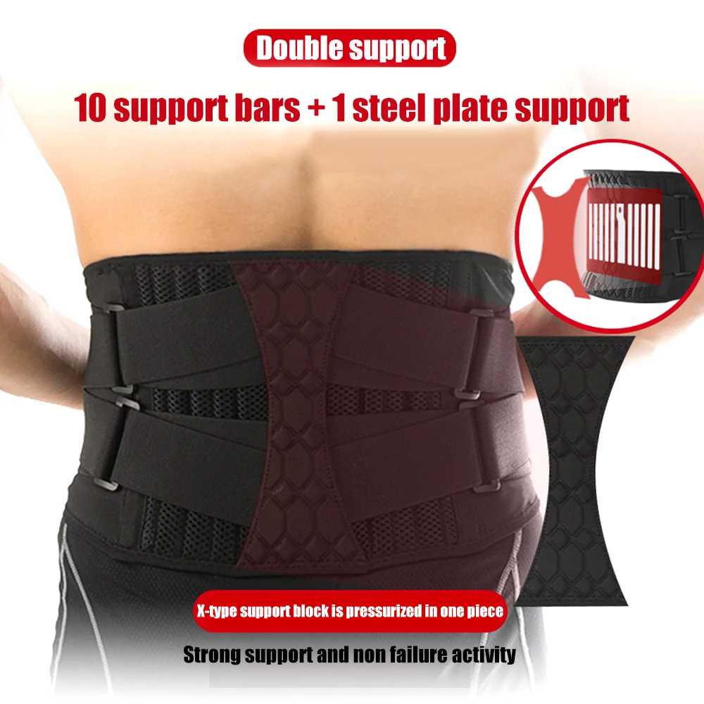 Sports Adjustable Lumbar Back Brace Anti-skid Breathable Waist Support Belt for Exercise Fitness Cycling Running Gym Tennis Golf