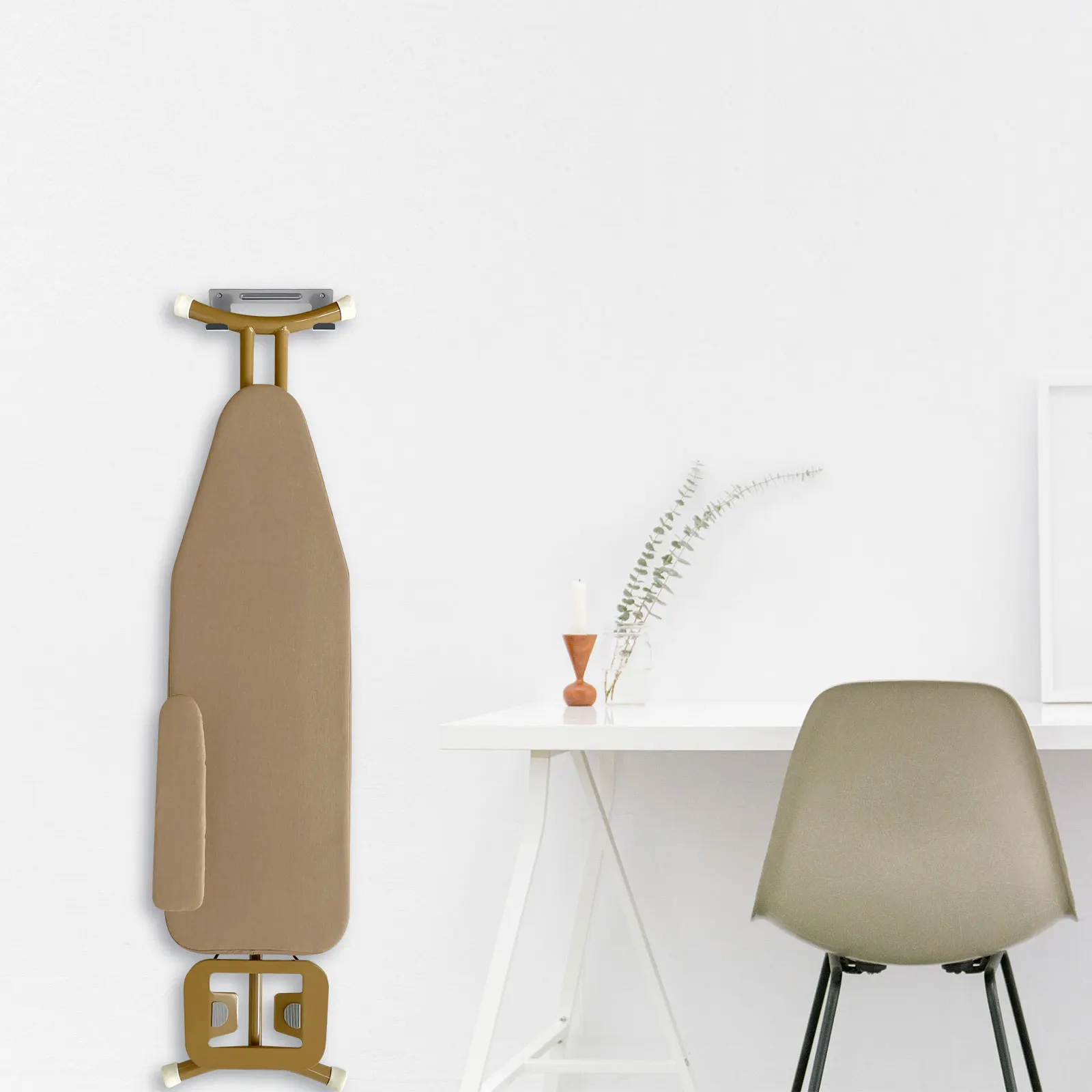 Colgador para tabla de planchar, montaje en pared, ganchos de Metal, estante de almacenamiento, solución colgante, accesorios plegables de acero para lavandería del hogar