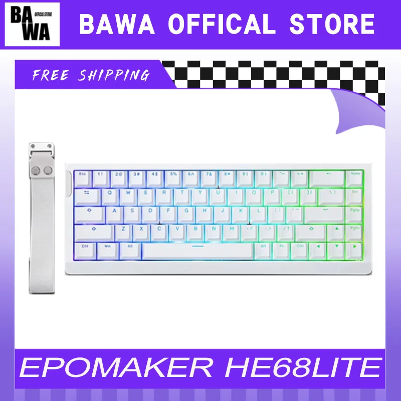

Магнитный переключатель EPOMAKER HE68LITE, проводная прокладка для игровой механической клавиатуры, RGB светильник с горячей заменой, 8K RT0,01 мм, легкий ПК на заказ