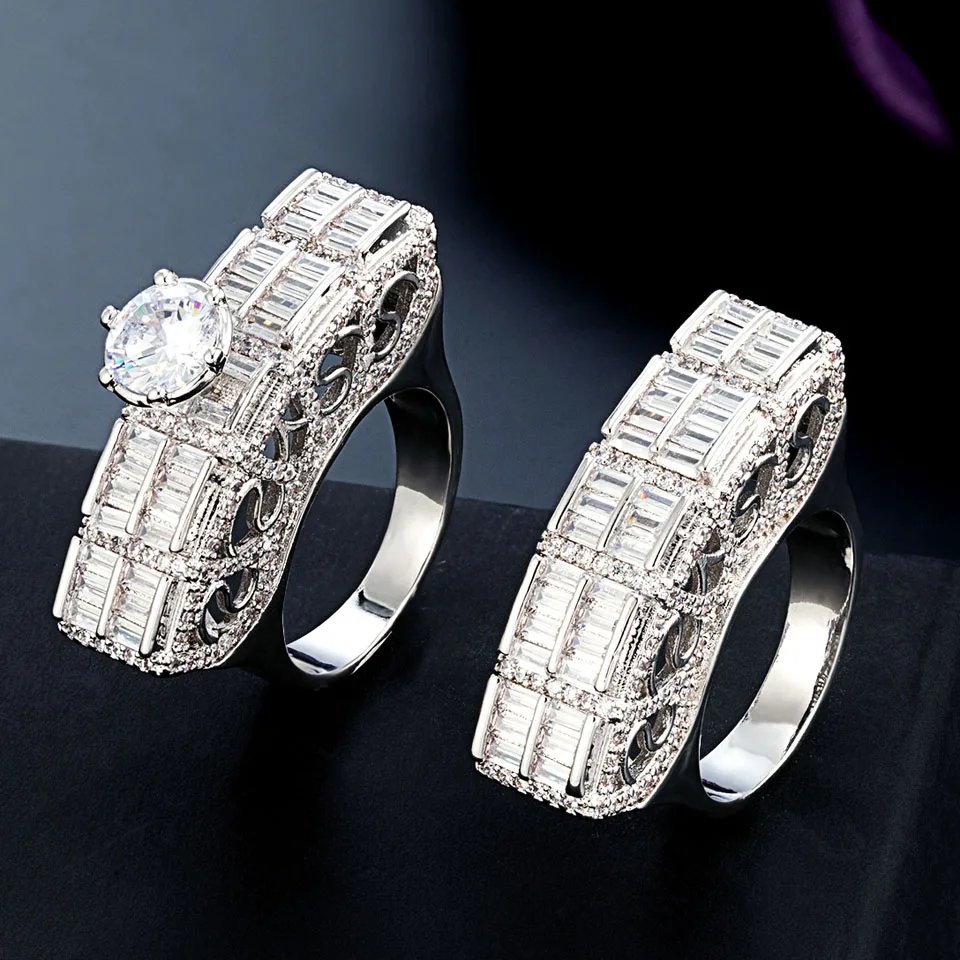 

Zlxgirl jewelry Saudi Arabia Women Men couple Ring Jewelry Sets Classic Woman's Zirconia finger anel Wedding Party Indian Dubai