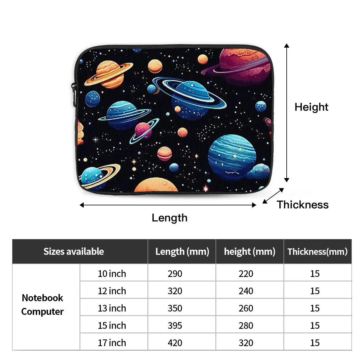 Solar System Space Planets Universe Notebook Laptop Bag 10 12 13 15 17 Inch For Macbook Air Pro Tablet Shockproof Case Bag