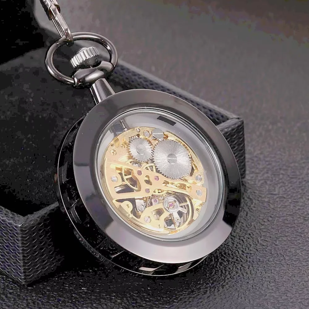 8938Black glossy Roman scale mechanical large Creative retro gift value exquisite  pocket watch