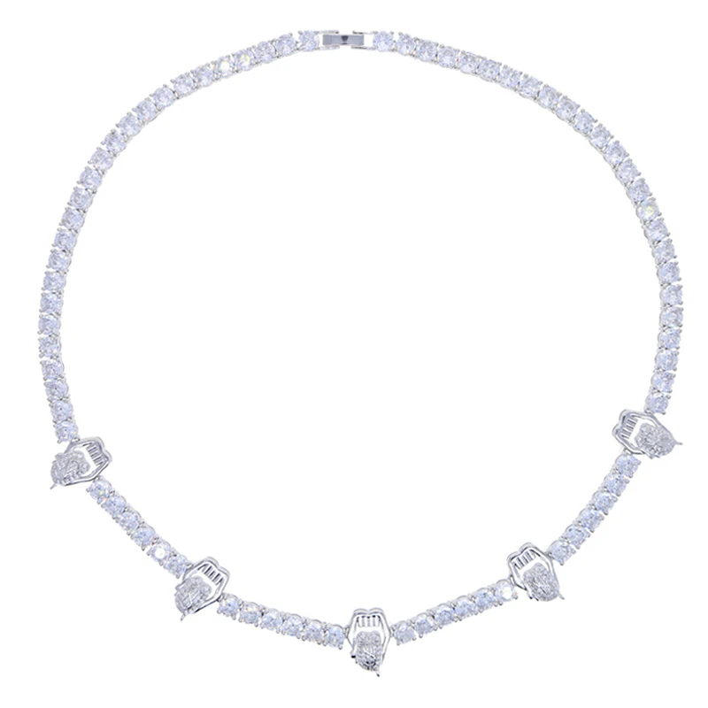 Iced Out Bling Sexy Mouth Charm Necklace Silver Color 5mm Tennis Chain Zircon Dollar Symbol Women Men Hip Hop Fashion Jewelry