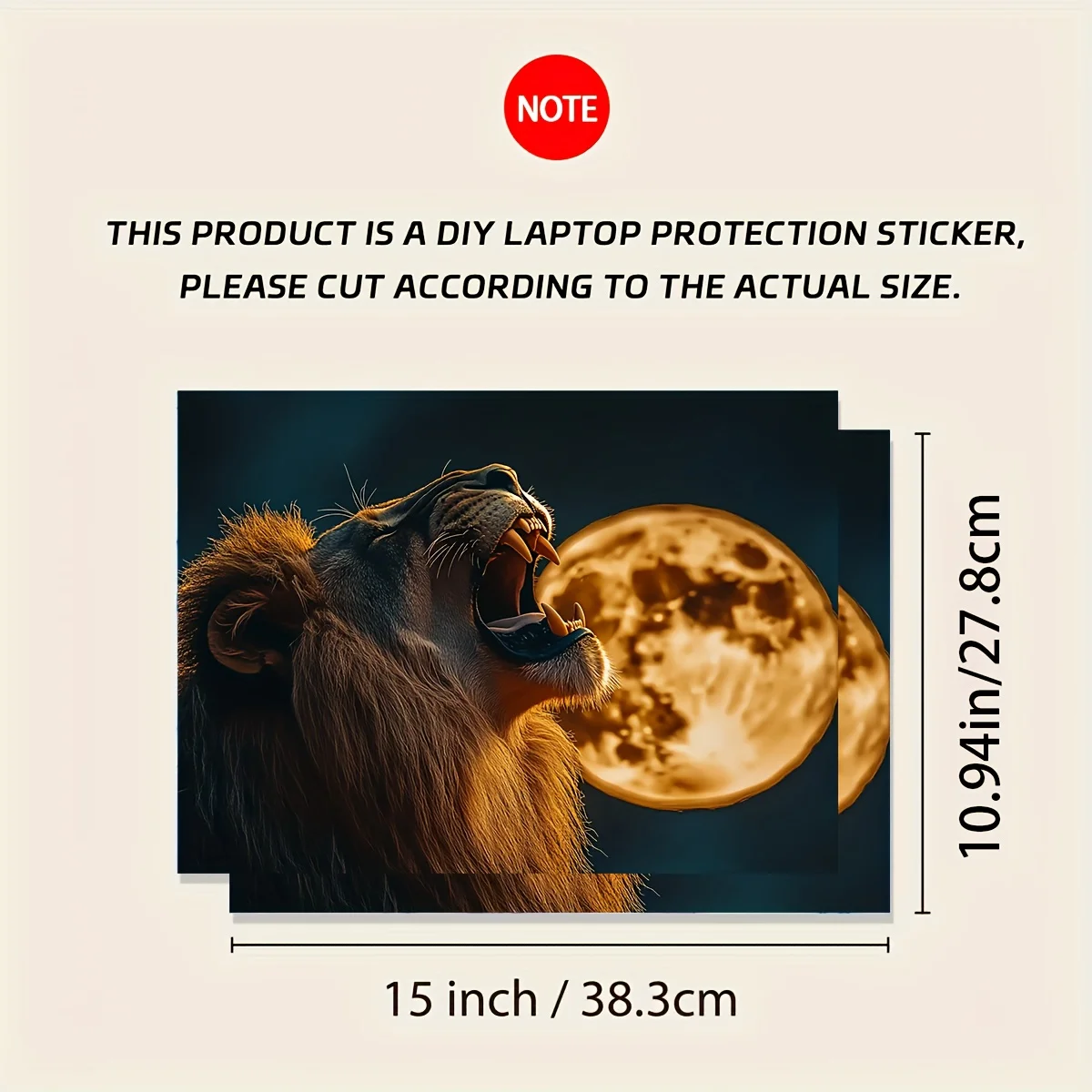 2 pieces of Roaring Lion Art Vinyl Stickers - Scratch resistant Laptop Skin Stickers, suitable for laptops and cartoon style