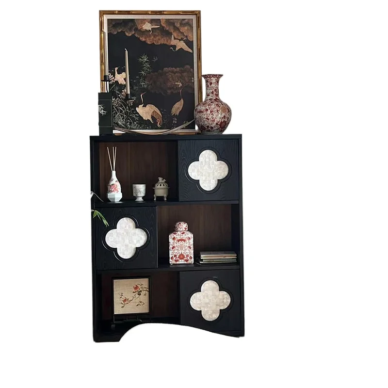 

Home four-leaf clover retro solid wood bookcase magazine cabinet narrow