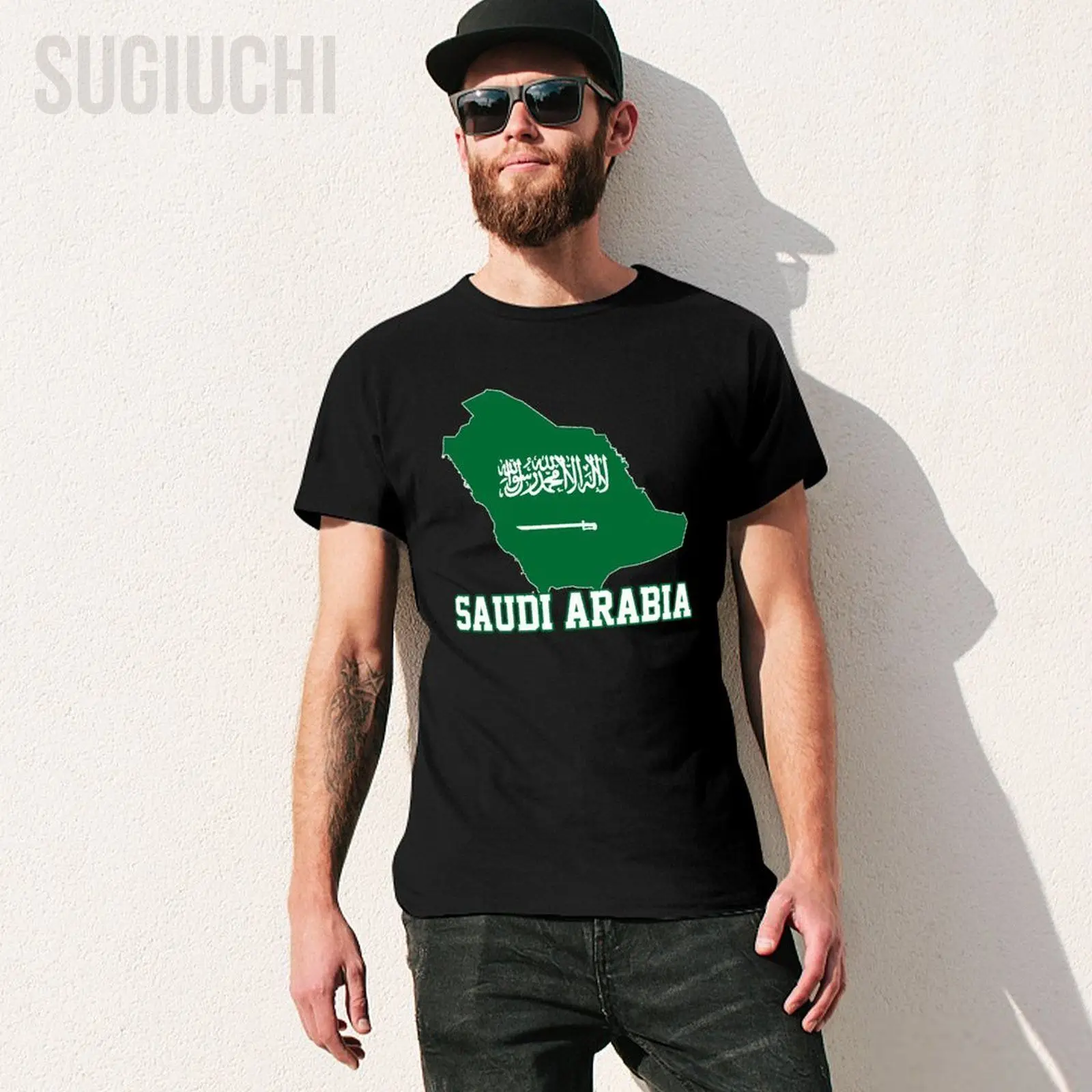 Men Short T-Shirt Saudi Arabia Flag Saudi Arabian Country Map Tshirt Tees O-neck T Shirts Women Boys 100% Cotton Unisex