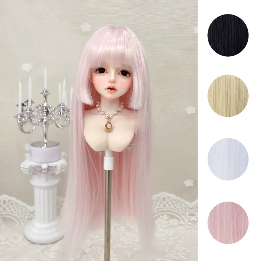 BJD/SD Doll Wig Soft Silk 3/4/6 Points Princess Bangs Cut Long Straight Hair Style Can Be Hand Modified DIY Hair Accessories
