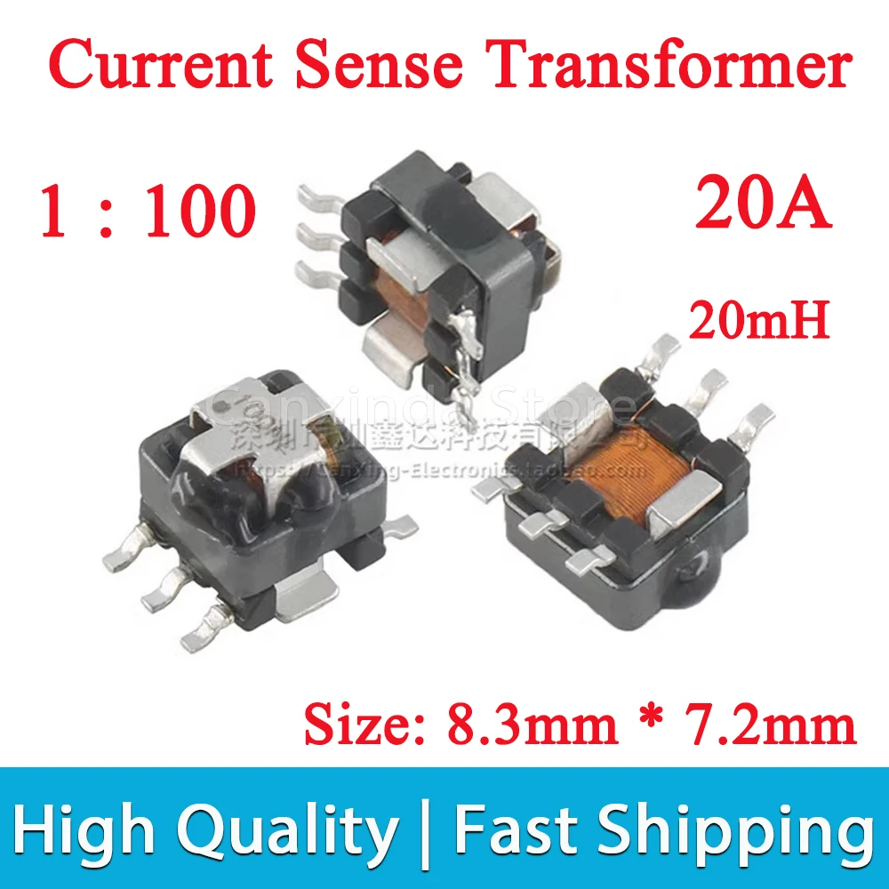 2/5/10pcs SMD SMT Current Sense Transformer 20mH 20A High Current sensor EE5.0 Turns Ratio 1 : 100 20Khz-1Mhz PA1005.100N