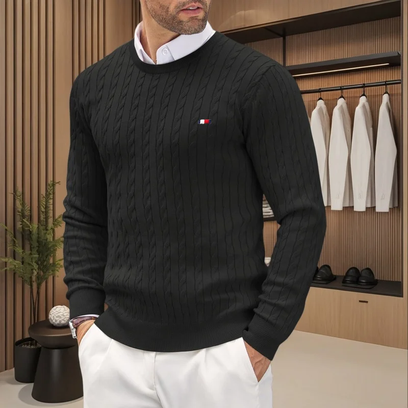 Picture 7: Luxury brand men's knitted round neck pullover sweater no pilling fashionable embroidery design spring and autumn casual sweater