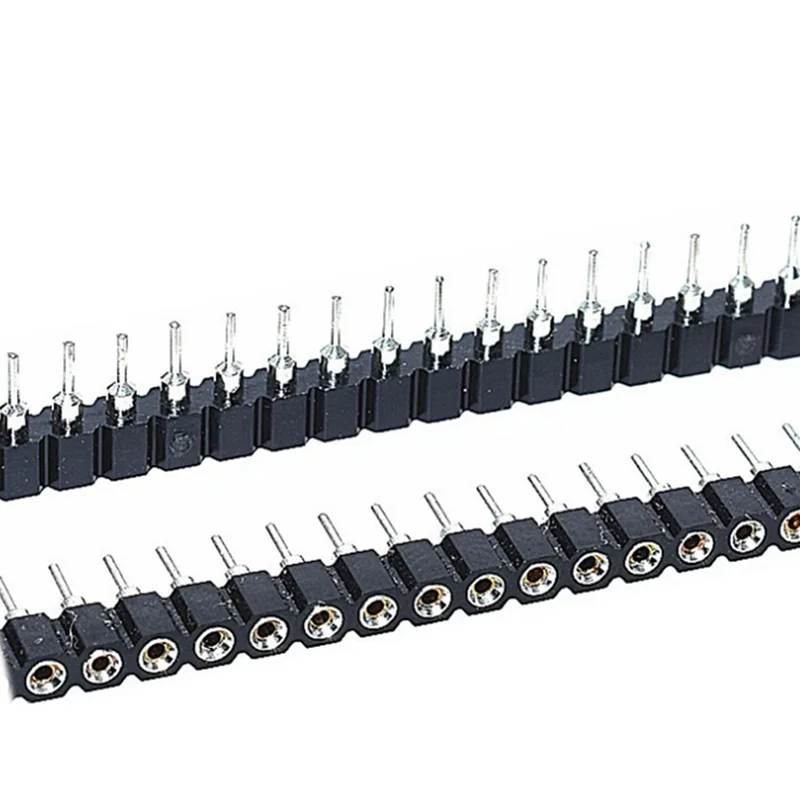 Conector de cabeçalho fêmea redondo fêmea, 1x40 Pin, 1x40 Hole, 1x40 Hole, única linha em linha, assento de agulha, 10pcs por lote