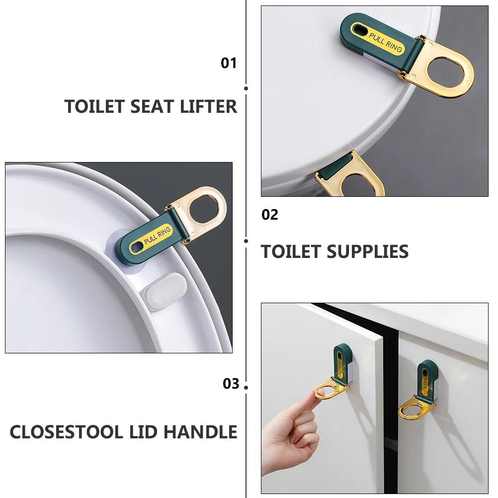 

4Pcs Multi-Purpose Potty Seat Lifter Sanitary Hands Free Design Suction Adhesive Fixing Methods Toilet Seat Lifter