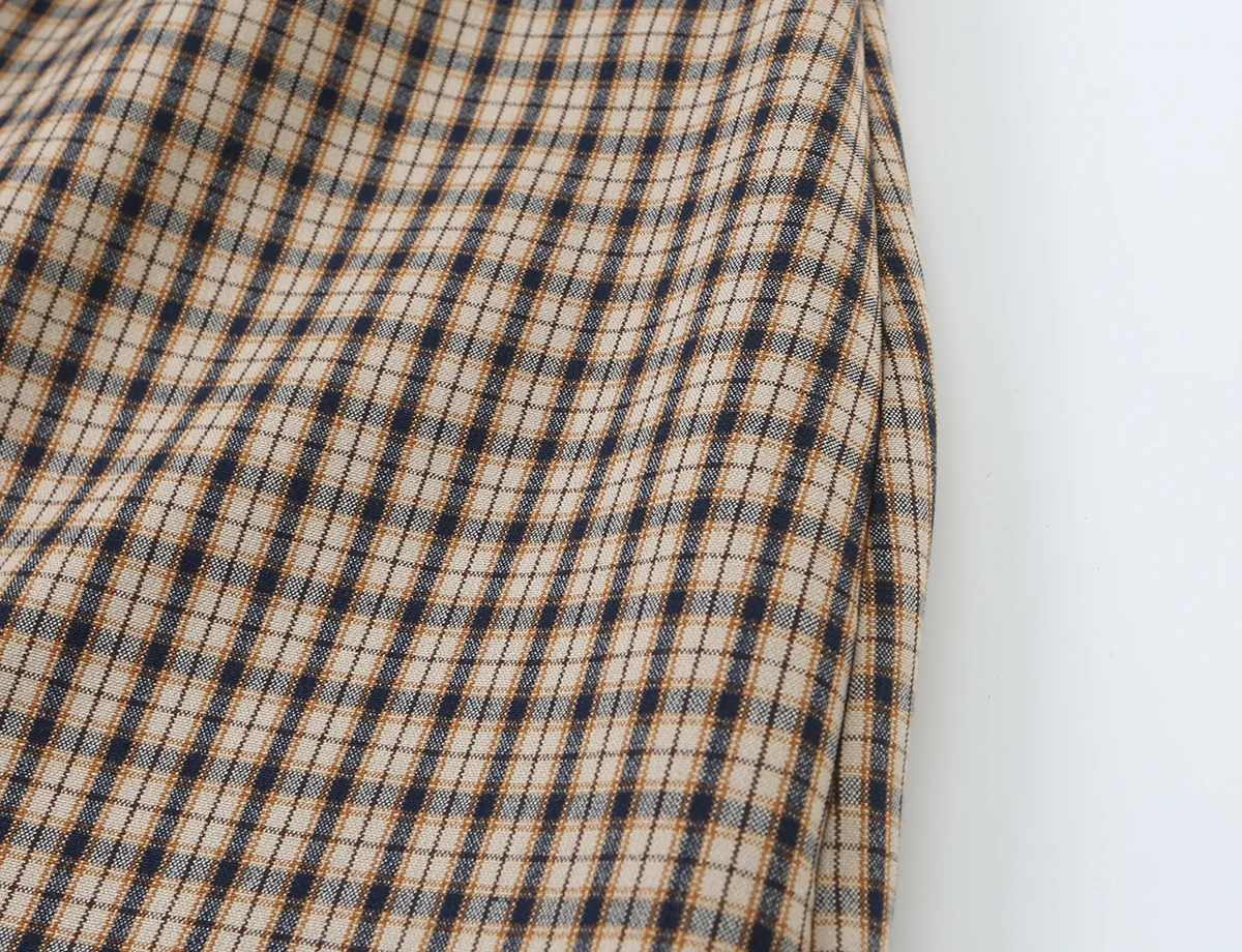 TFMLN Modische Damen-Kurzanzüge mit Karomuster, Vintage-Stehkragen, Elegante Ärmellose Rückenreißverschluss-Slim-Fit-Freizeitanzüge Neu – Detail 7