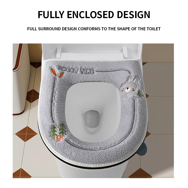 Toilettensitzkissen für den Winterhaushalt, süßes Sitzkissen für den Winter, waschbar, dickes Reißverschlussdesign für Herbst und Winter,