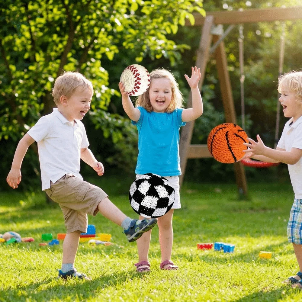 Party Activity Funny Crochet Juggling Balls Soft Soccer Shape Knitted Footbag Durable Handmade Sandbag Learning