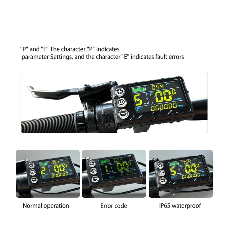 1 Piece LCD-S866 Electric Bicycle Color LCD Display Instrument Waterproof Connector Black