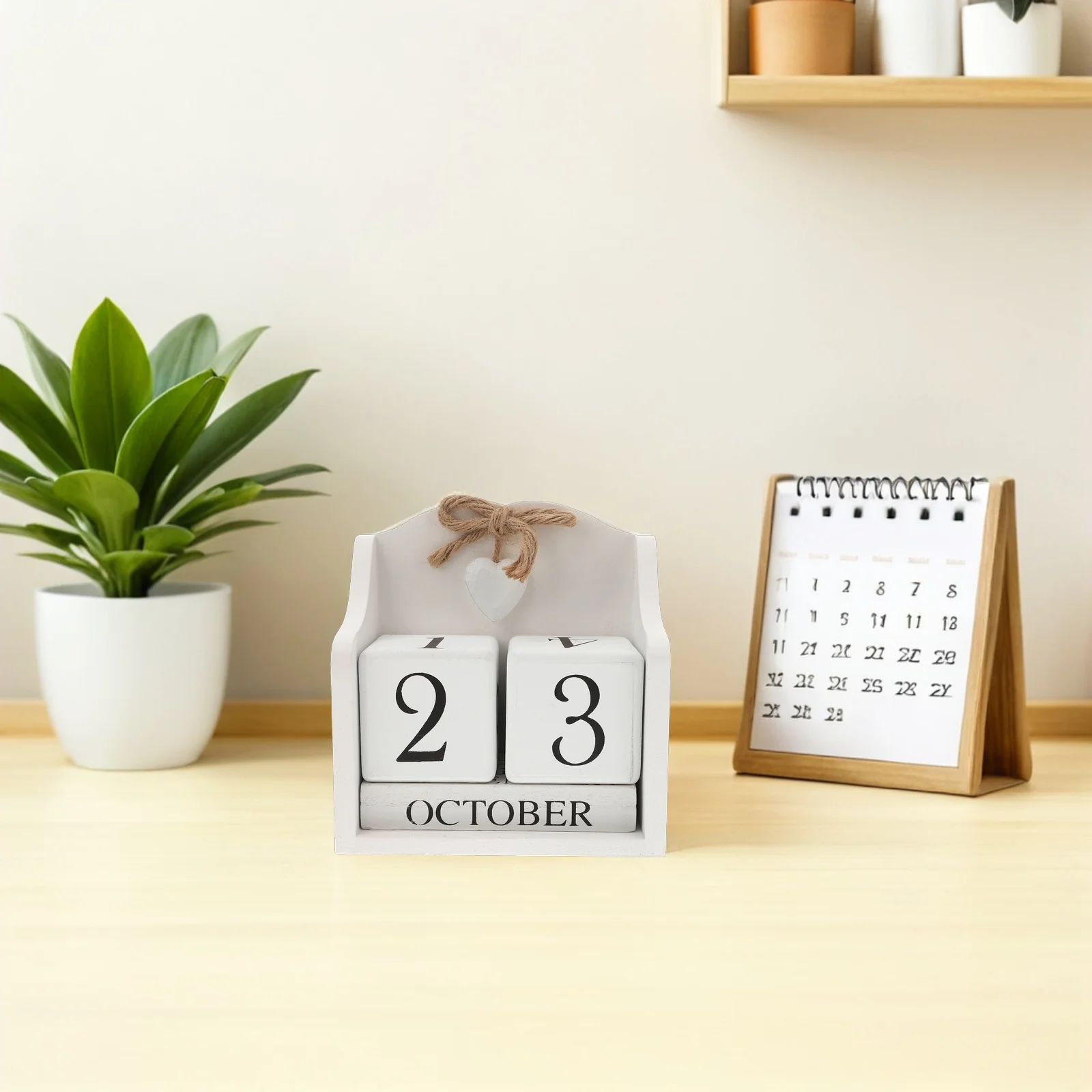 

2pcs Wooden Block Calendar Vintage Perpetual Desktop Decor For Home Office Manual Time Management Tool Household Printing Craft