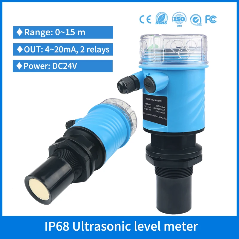 

Silo Level Measurement Ultrasonic Liquid Level Meter Guage Non contact 10m Water Diesel Fuel Oil Tank Level Sensor Transmitter