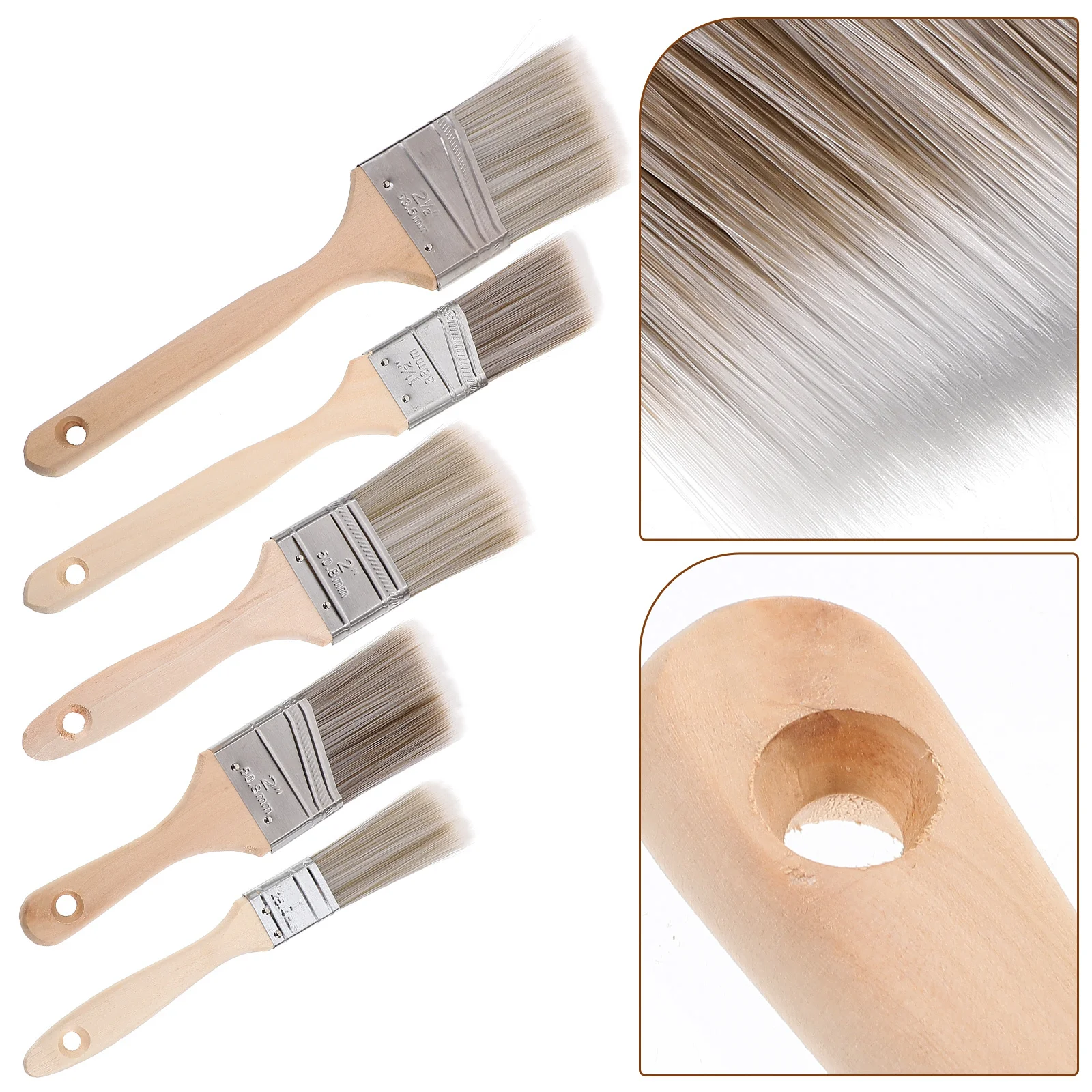 

5Pcs Durable Wood Handle Paint Brushes Soft Bristle Oil Paint Brush Set for Wall Art Furniture Painting Painting Brushes