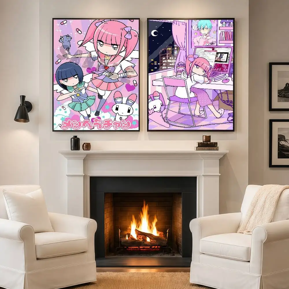 cartoon chutr M-Menhera-chan Posters Wall Art Retro Painting Home Room Cafe Club Dorm Wall Decor