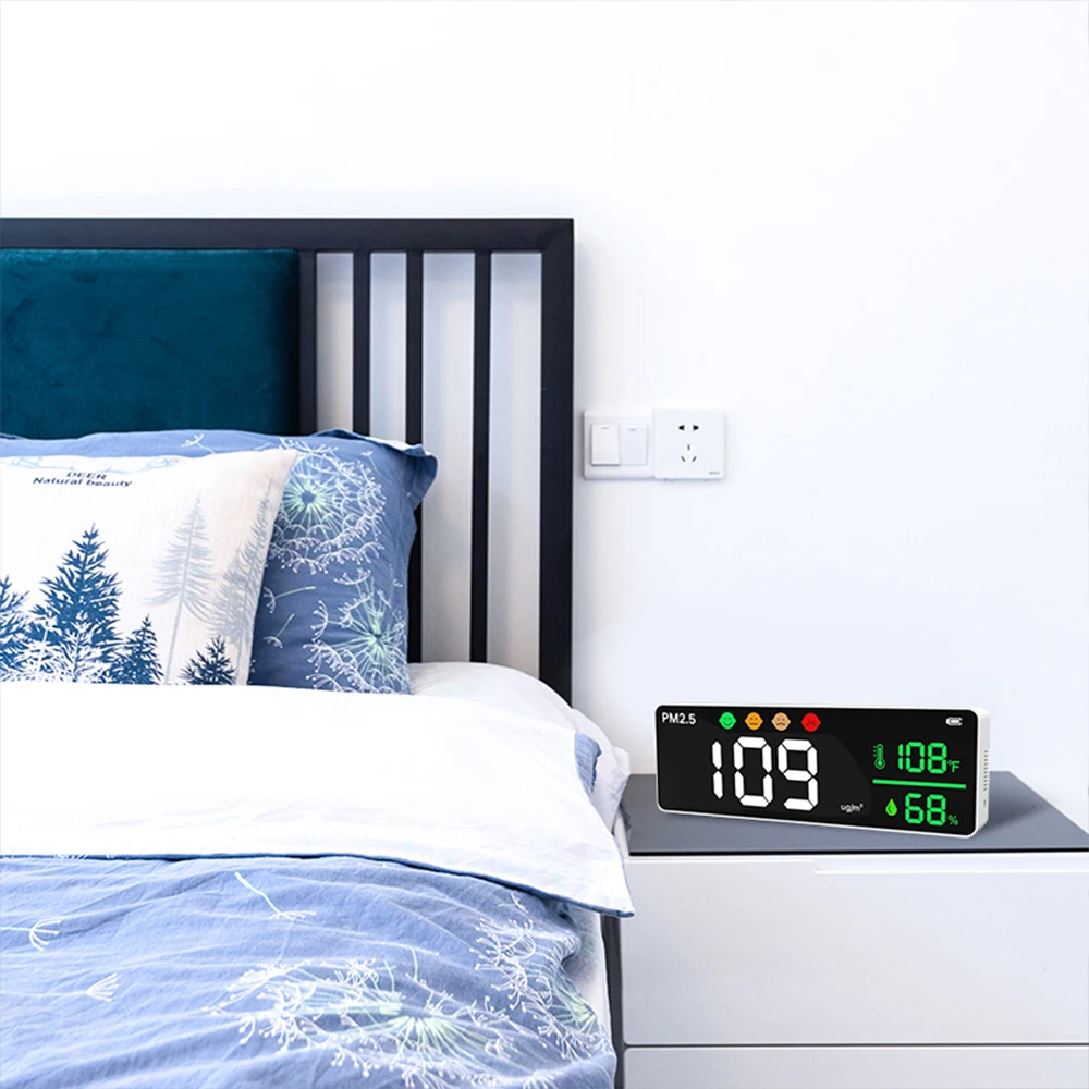 Indoor Air Quality Monitor Wall Mounted PM2.5 Detector with Laser Sensor Real Time Dust Measurement PM2.5 Monitor Gas Analyzers