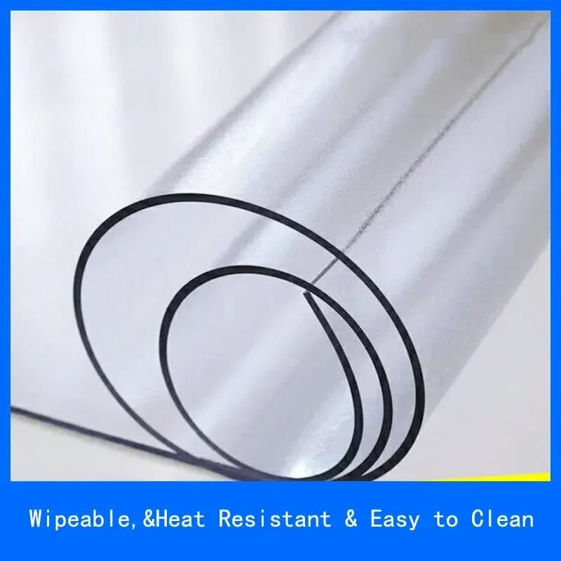 1pc Transparent PVC Tablecloth1.5mm Thick，Waterproof Oil-proof heat-resistant scratch-resistant ,easy to Clean, Perfect for Desk