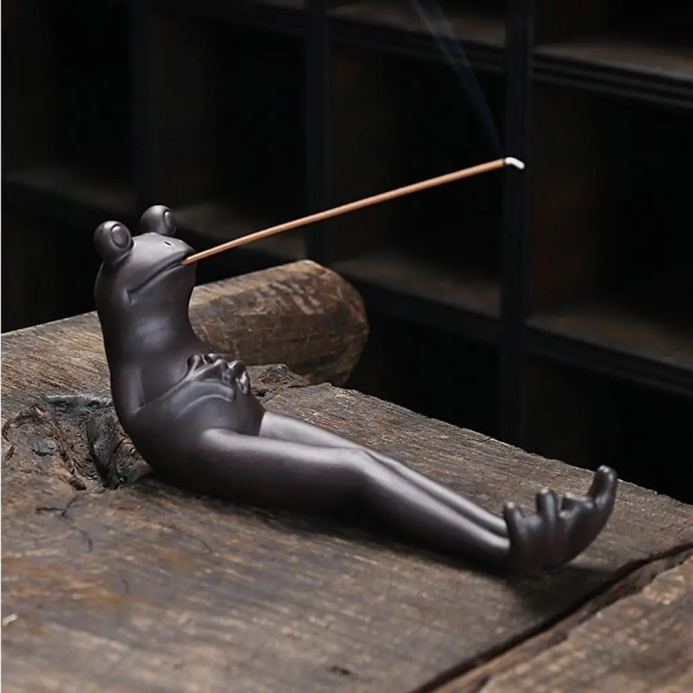 Unique Resin Frog Incense Holder Ornament Statue Decor Zen Meditation Palm Incense Burner Craft Frog Figurine Home Decor