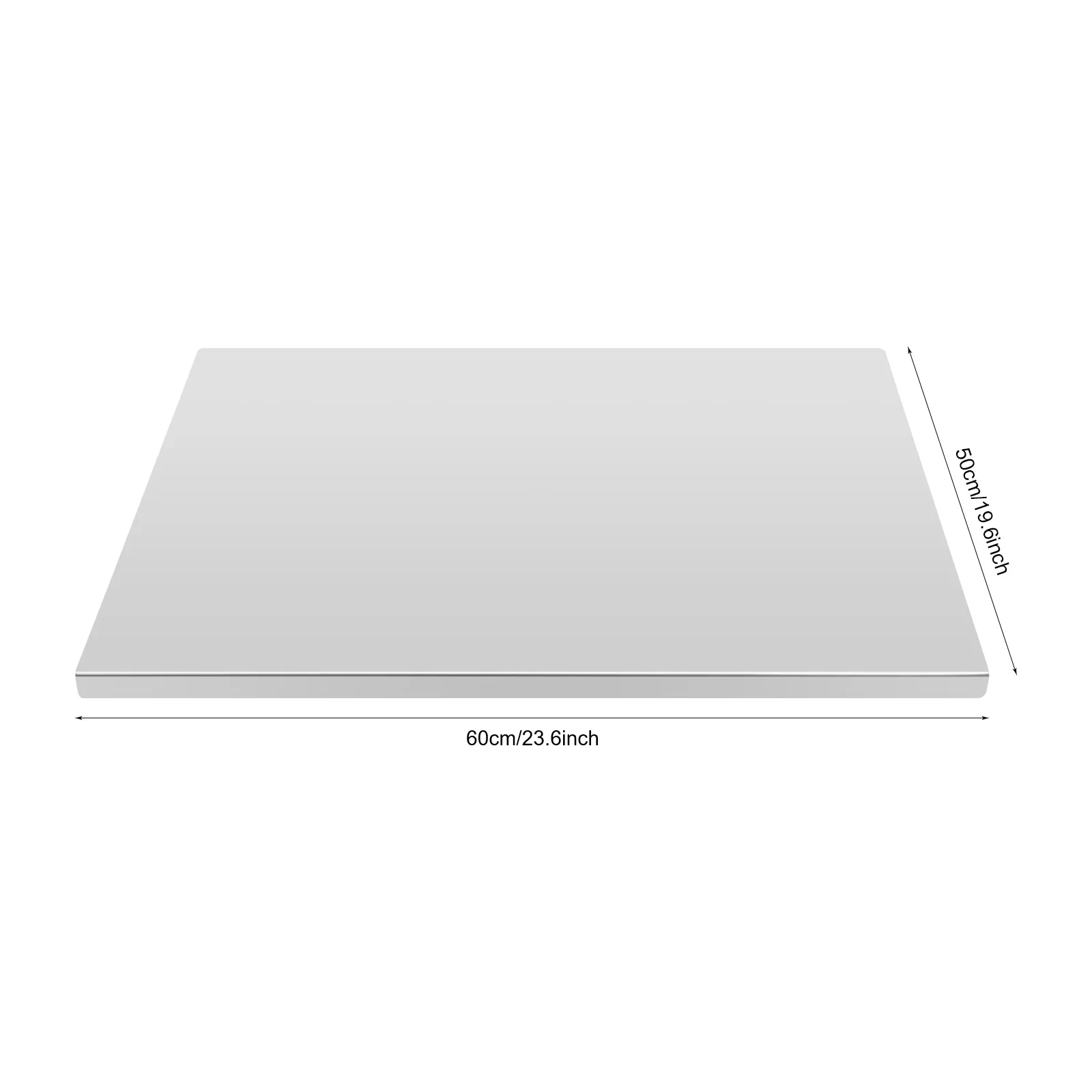 Tabla rodante para cortar y masa de acero inoxidable, 60x50cm, protector de encimera con respaldo frontal