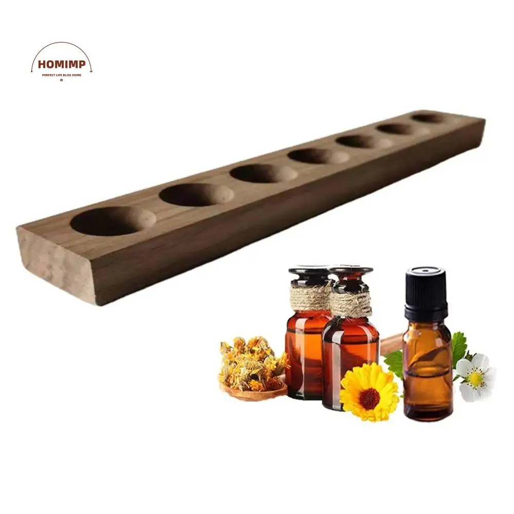 

7 Holes Essential Oil Display Stand Smooth Wooden Bottle Storage Rack Space-saving Makeup Organizer Essential Oils Holder