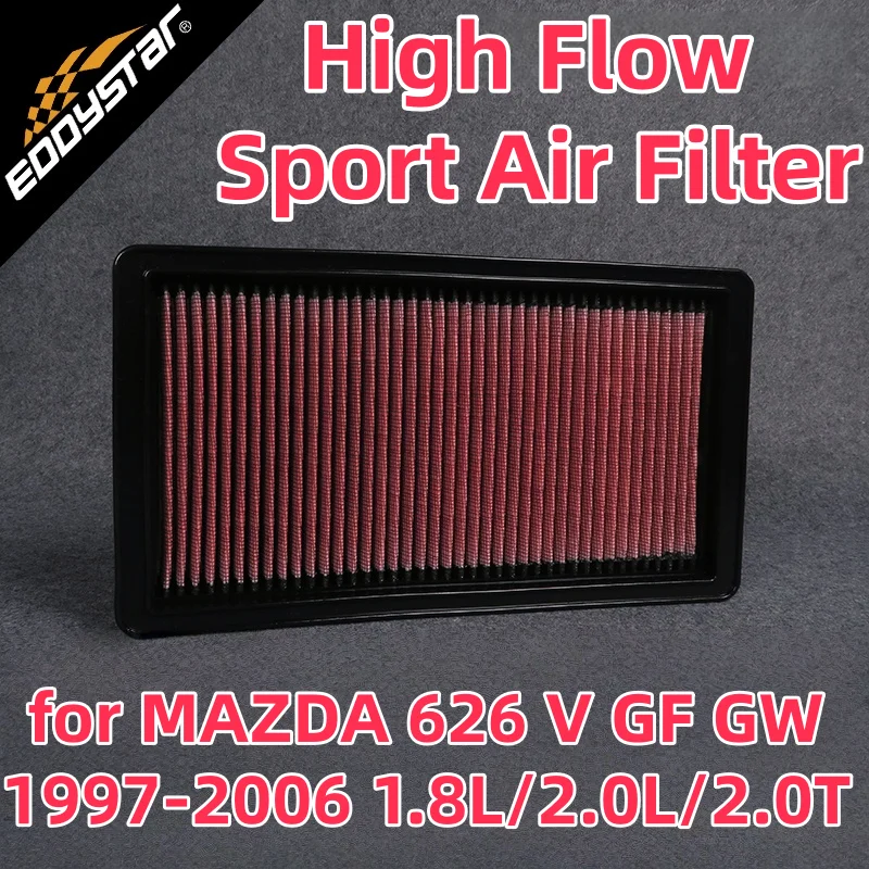 

Спортивный воздушный фильтр с высоким расходом для MAZDA 626 V GF GW 1997-2006 1,8 л/2,0 л/2,0 т Turbo DI TD моющиеся гоночные впускные фильтры