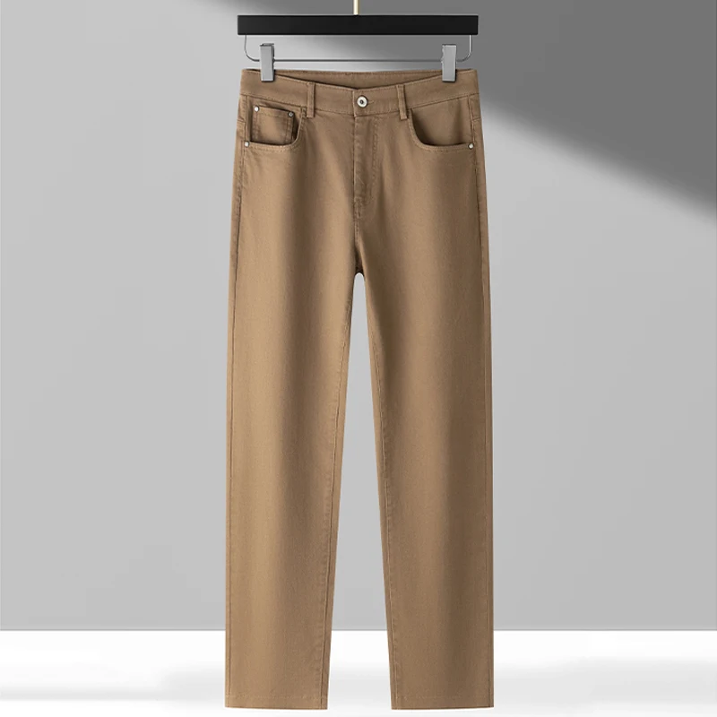 Men Autumn Winter New Retro Lyocell Straight Leg Jeans Soft Comfort Casual Long Trousers Fashion Trend Daily Commute Mens Pants