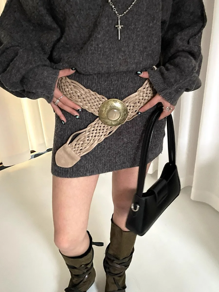 Bohemian Wide Woven Belt For Women With Skirt And Dress Waistband 2025 Spring New Versatile Belt