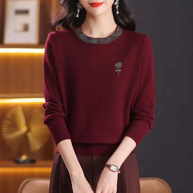 Women's New Round Neck Sweater Loose Inner Top Thin Bottom Shirt Short Sweater