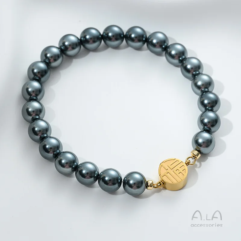 Titanium Steel Pearl Buckle Gold-plated Oil-dripping Blessing Plug Buckle DIY Bracelet Necklace Jewelry Button Head
