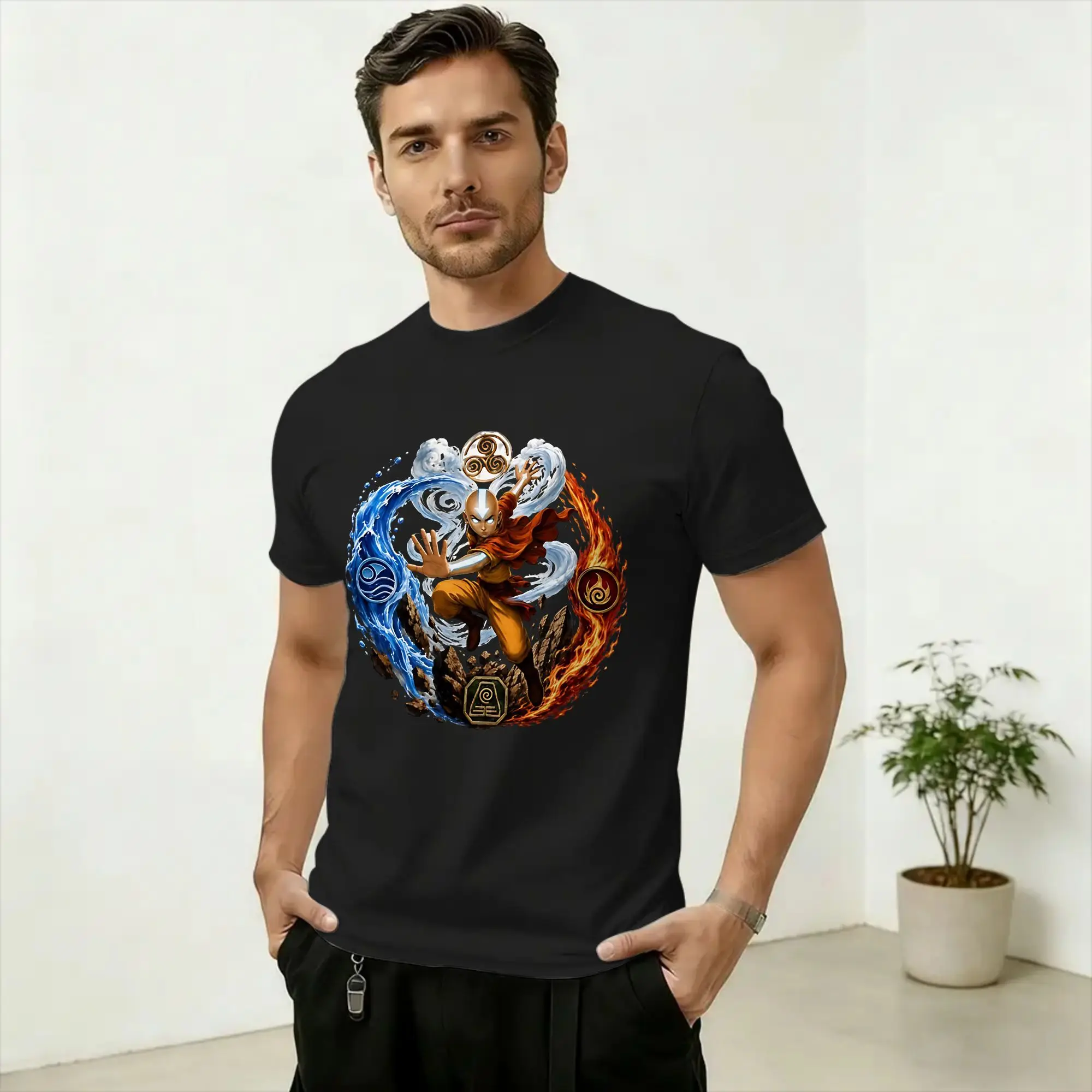 Men T-Shirts Avatars Airbender Fanart Humor Cotton Tees Short Sleeve  T Shirt Round Collar Clothes Big Size