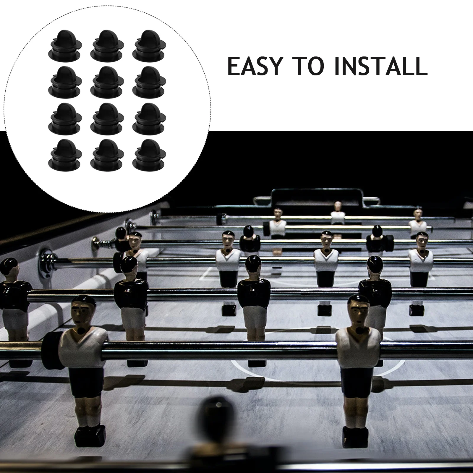 12 قطعة من أجزاء ماكينة كرة القدم أطباق دخول بلاستيكية لطاولات فووسبالل القياسية ملحقات بديلة تركيبات سوداء