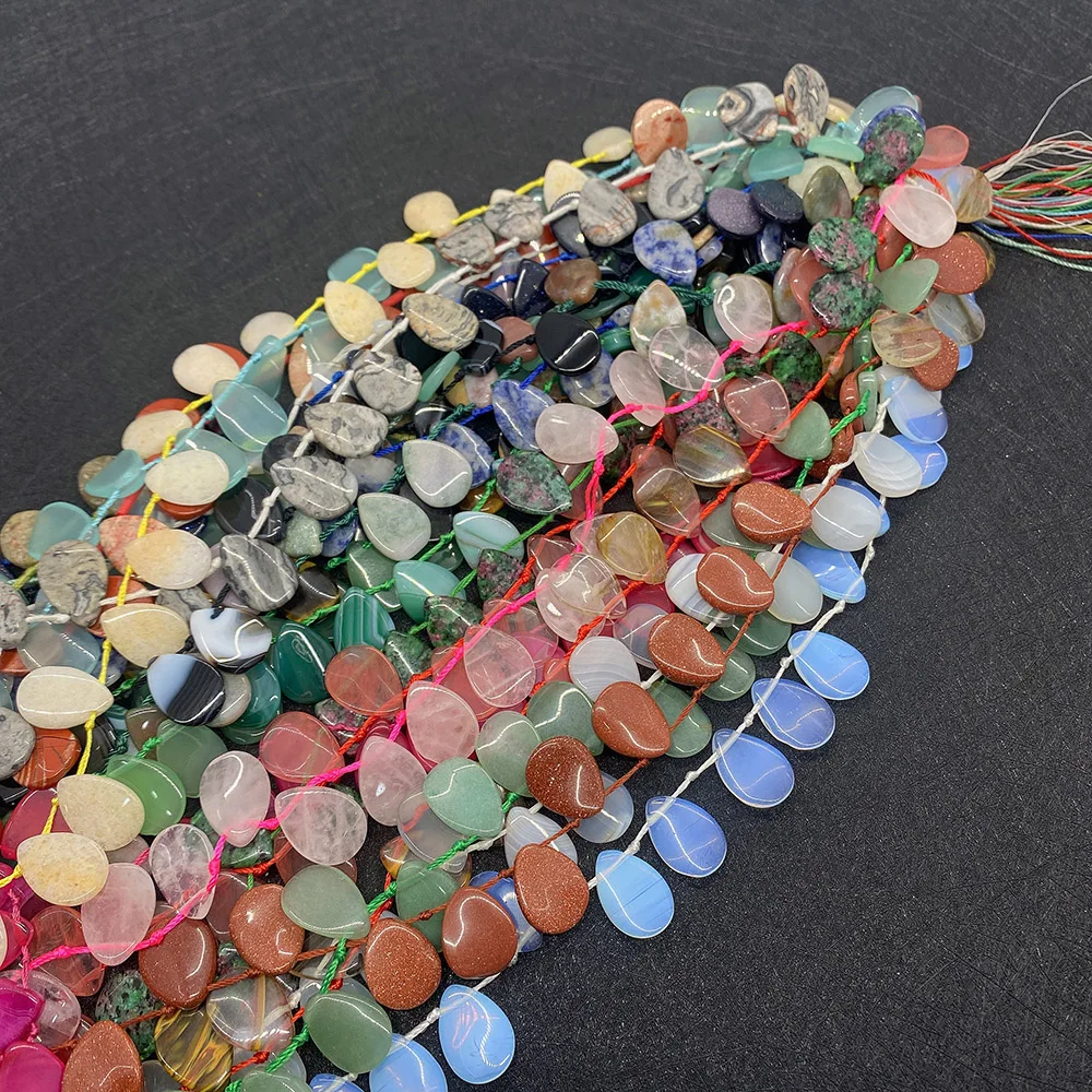 

Teardrop-shaped Natural Stone Straight-hole Polished Horizontal Holes Beads Handmade Necklace Bracelet Earring Accessory 1strand