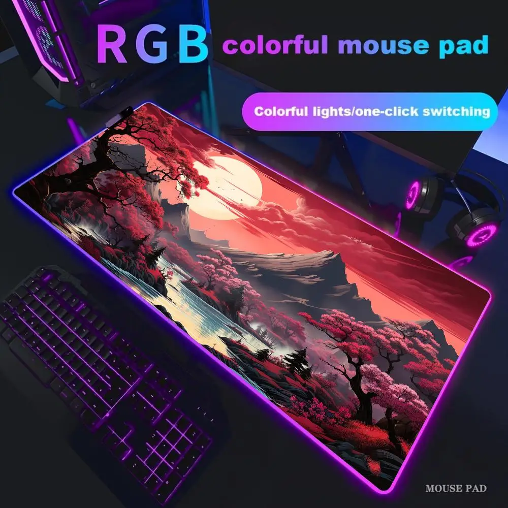 

Hot Scenery Mouse Pad XXL RGB Gaming Mouse Pad Gamer Accessories Large LED Light Mousepads PC Computer Desk Mat with Backlit