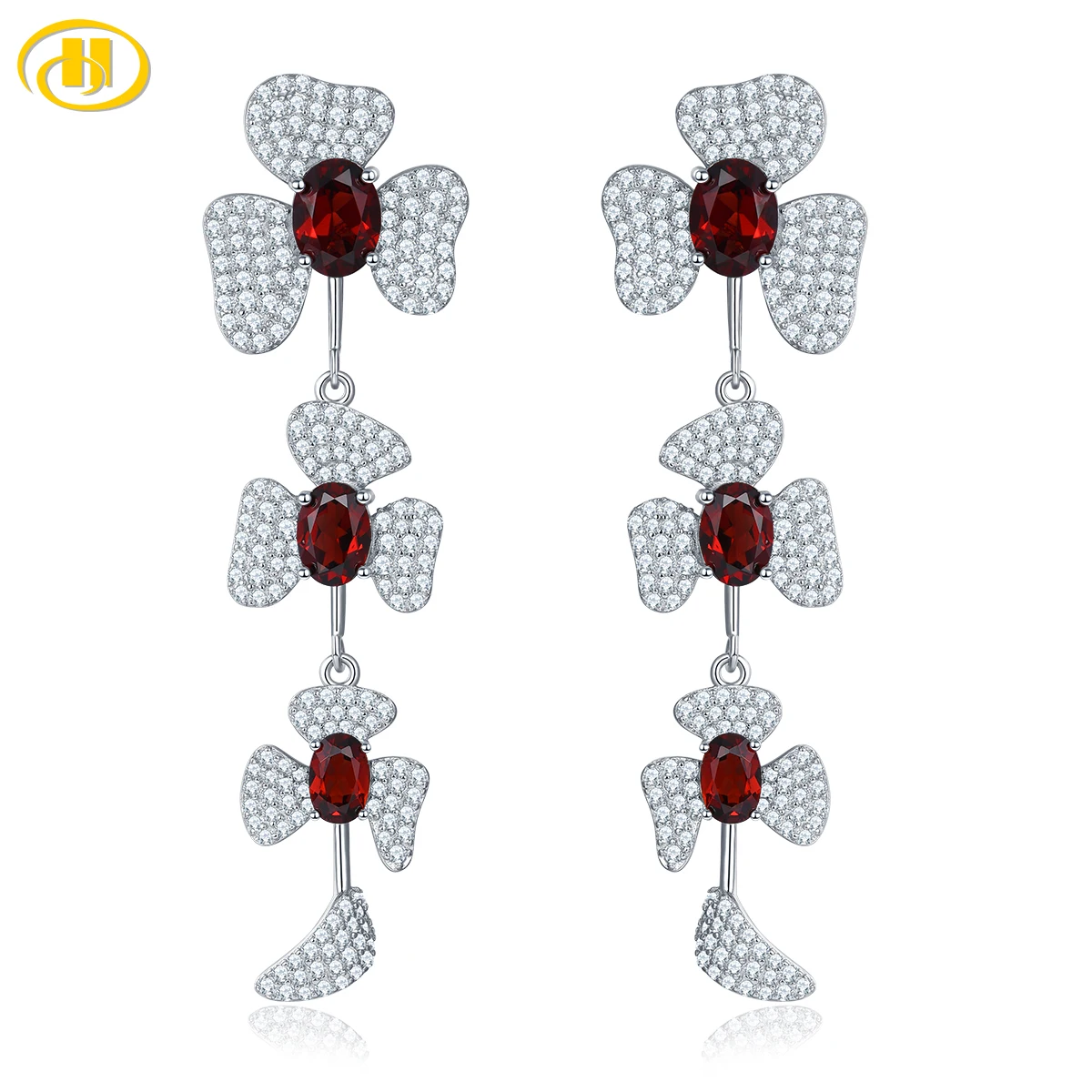 

Natural Garnet Solid Sterling Silver Drop Earring Design 8.6 Carats Genuine Birthstone Women Exquisite Romantic Jewelry Gifts
