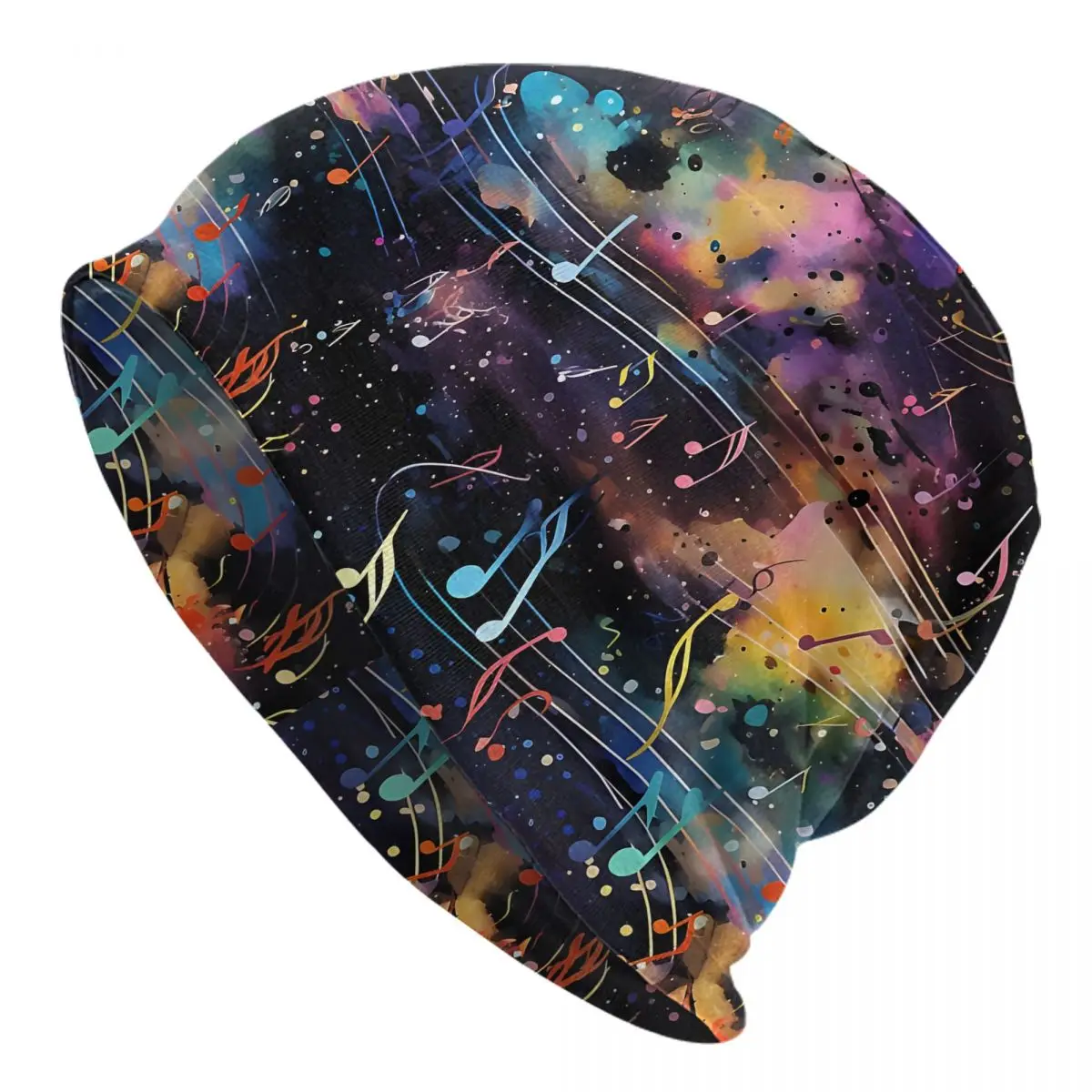 Music Watercolor Musical Notes Unisex Bonnet Thin Cycling Hats Double Layer Hat Breathable Caps