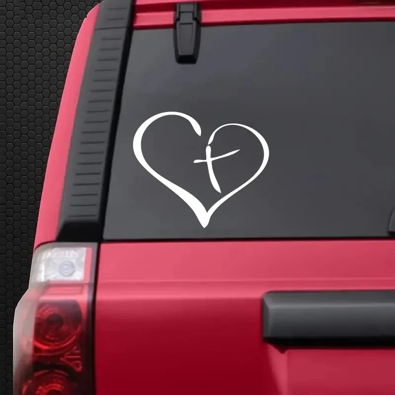At The Heart Of Cross Decals Car Stickers Automobile Motorcycle Wagon Truck Laptop Desk Glass Window Of Christianity Stickers