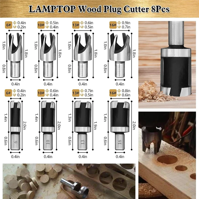 28Piece Woodworking Chamfer Drilling Tools Including Countersink Bit Wood Plug Cutter Drill Bit Set Steel-AA26