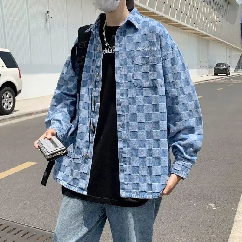 

Button Loose Men's Denim Jacket Japanese Retro Male Jean Coats Vintage New in Outwear Size L Clothing Cowgirl Trendy Menswear