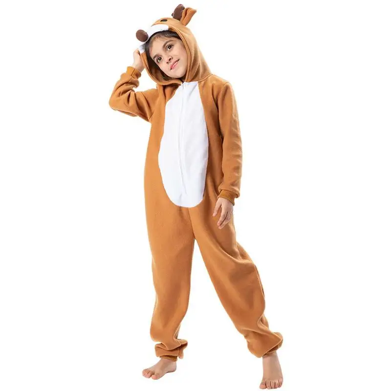 

Toddler Deer Costume Polyester Christmas Elk Costume Cozy Animal Onesie Pajamas Winter Onesie Pajamas for Boys Girls